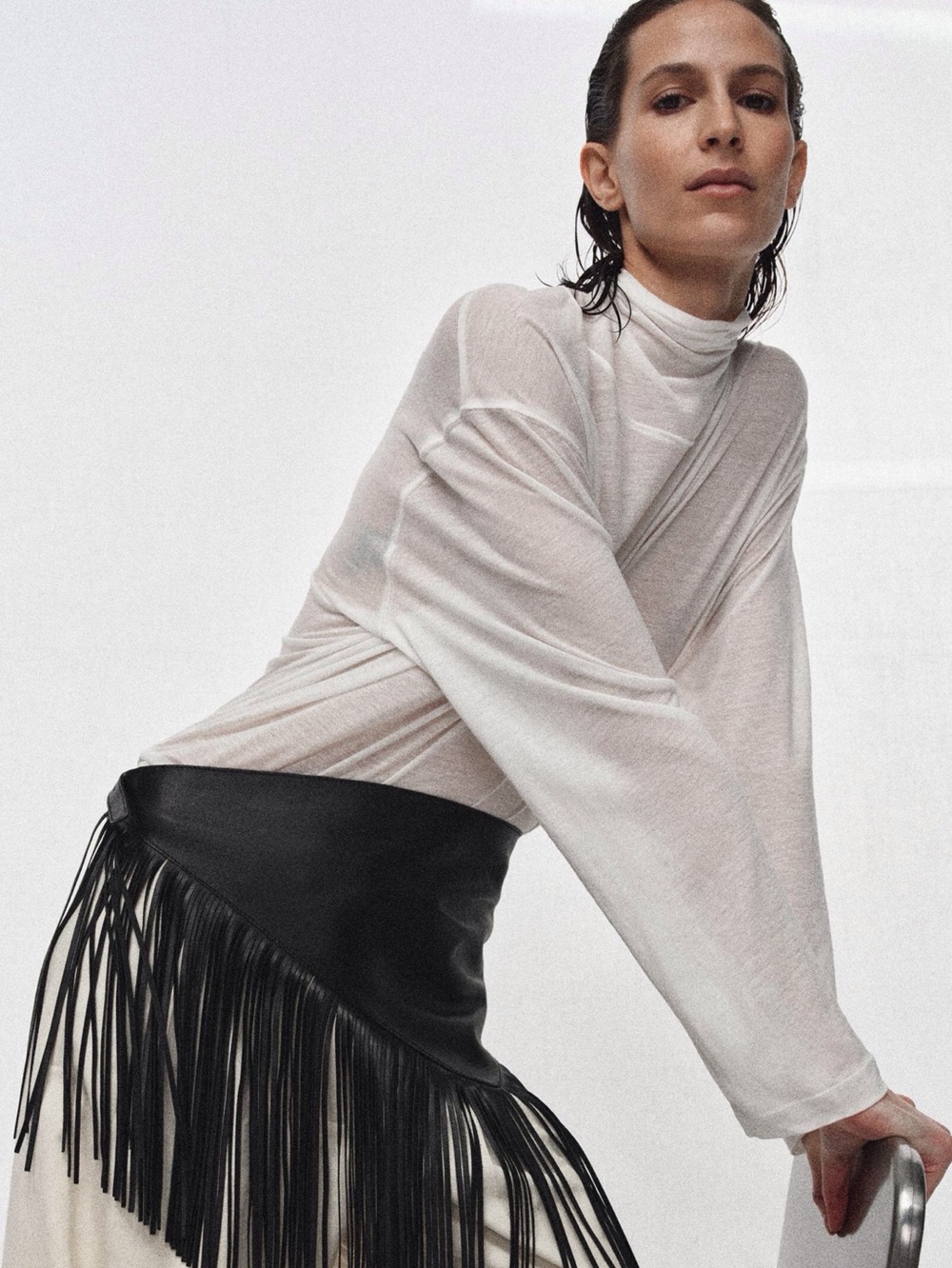 NWT Zara Leather Fringe Scarf Belt